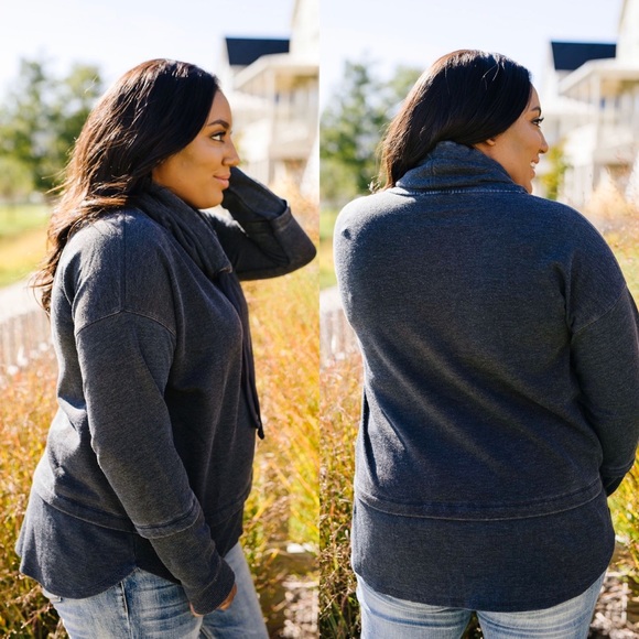 Mono B Thumbs Up Cowl Neck Pullover - Picture 2 of 8